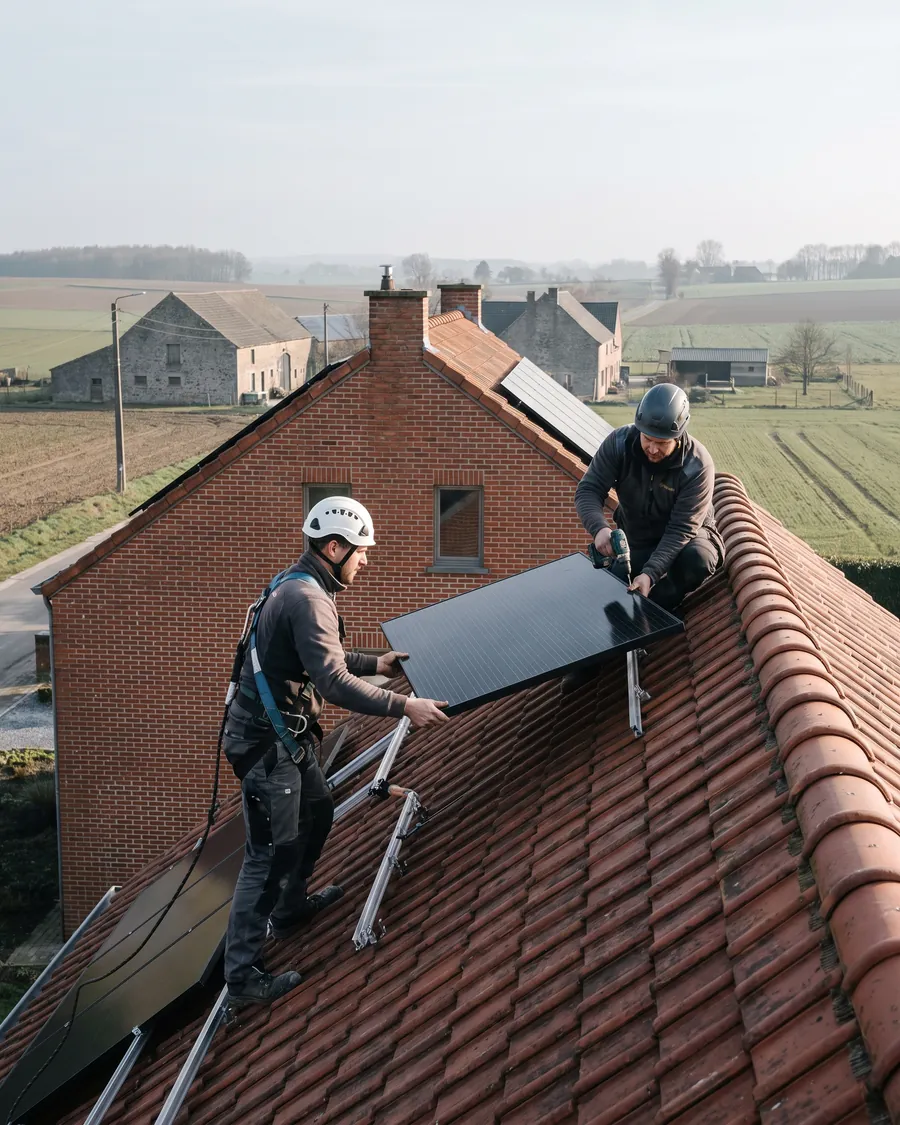 Pose de panneaux photovoltaïques sur une toiture